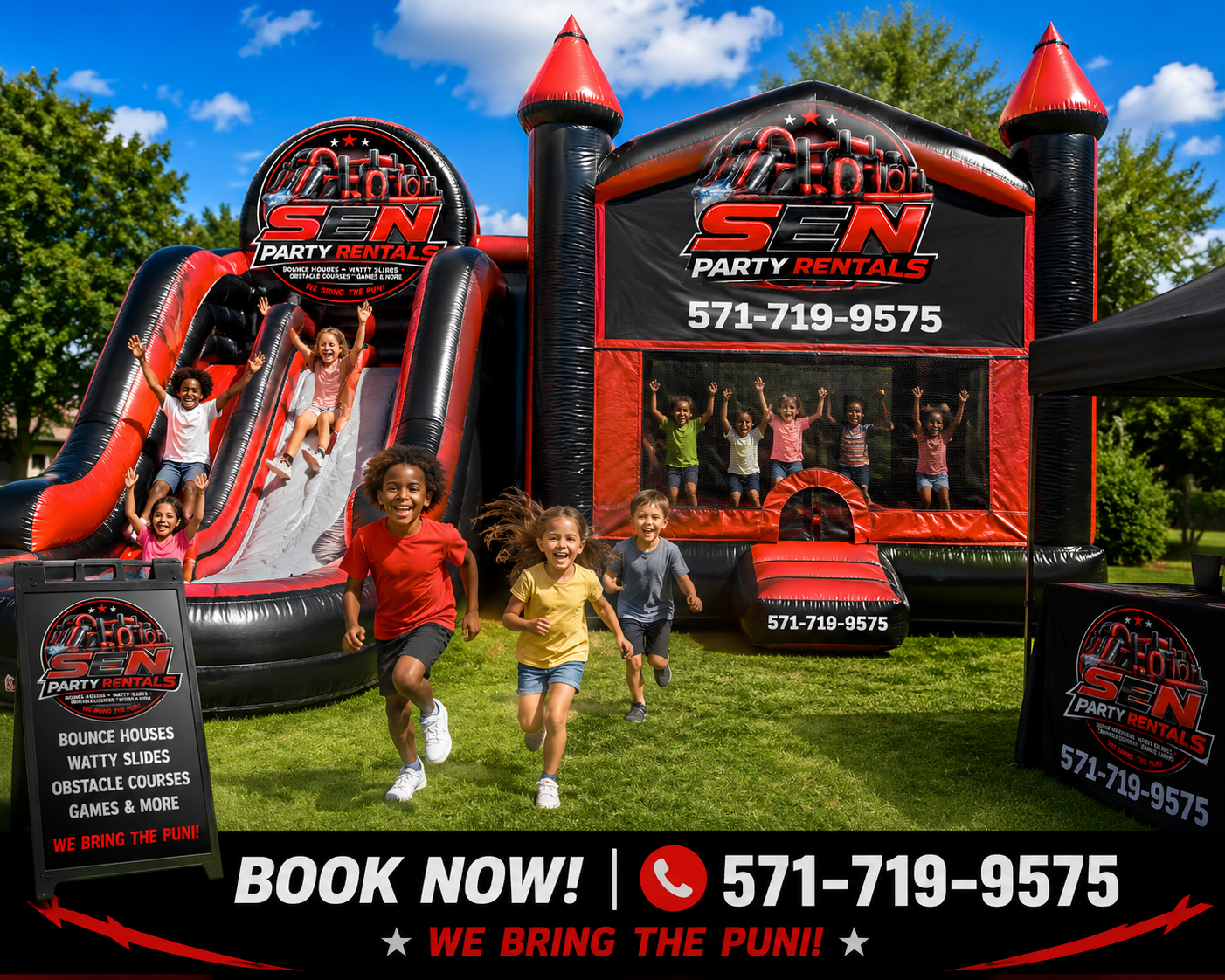 Children enjoying a Sen Party Rentals bounce house